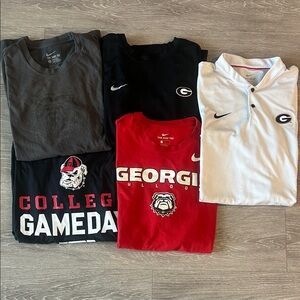 Nike Georgia Bulldogs Large t-shirt bundle ,1 long sleeve, 1 polo, 3 short